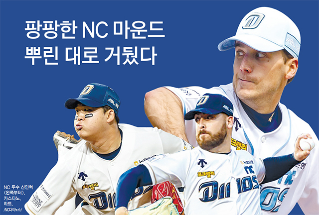 NC 투수 신민혁(왼쪽부터), 카스타노, 하트./NC다이노스/